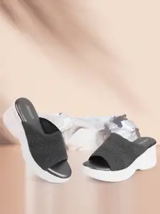 Alishtezia Grey PU Block Sandals Heels