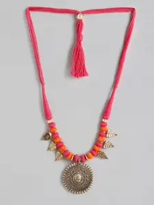 Sangria Gold-Toned & Pink Antique Necklace
