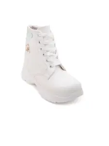 DEAS Women White Heeled Boots