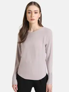 Kazo Women Mauve Pullover with Embellished Detail