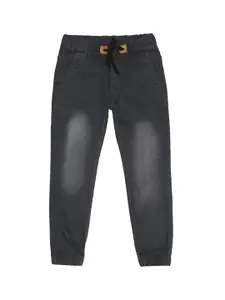 Urbano Juniors Boys Charcoal Grey Jogger Heavy Fade Acid Wash Stretchable Jeans