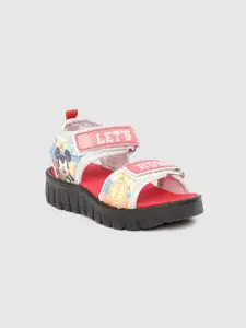 toothless Boys White & Red Mickey Mouse Print Sports Sandals
