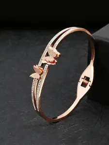 Yellow Chimes Women Rose-Gold Toned & Plated Stainless Steel Butterfly Kada