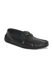 GABICCI Men Black Leather Driving Shoes