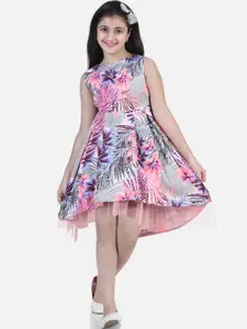StyleStone Girls Pink Floral Net Dress