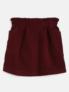 Noh.Voh - SASSAFRAS Kids Girls Burgundy Corduroy Mini Paper Bag Skirt