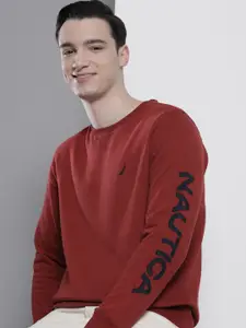 Nautica Men Round Neck Sweatshirt With Typography Sleeves