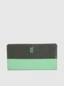 Baggit Women Green & Black Colourblocked Two Fold Wallet