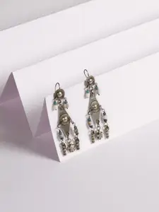 SANGEETA BOOCHRA Silver-Plated Silver-Toned Contemporary Drop Earrings