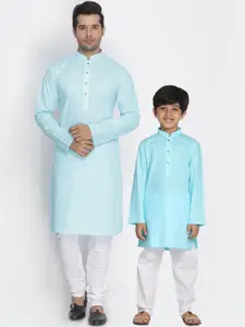 VASTRAMAY Boys Aqua Blue Regular Kurta with Pyjamas