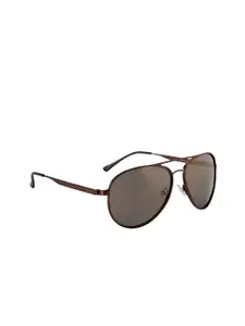 GIO COLLECTION Men Gold Lens & Brown Aviator Sunglasses - GM20633C01-Gold