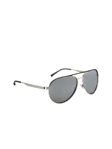 GIO COLLECTION Men Grey Lens & Silver-Toned Aviator Sunglasses with UV Protected Lens