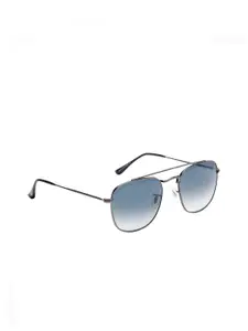 GIO COLLECTION Men Grey Lens & Gunmetal-Toned Square Sunglasses with UV Protected Lens