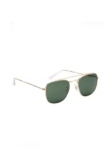 GIO COLLECTION Men Green Lens & Gold-Toned Square Sunglasses - GM10112C01-Green