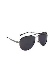 GIO COLLECTION Men Grey Lens & Gunmetal-Toned Full Rim Aviator Sunglasses GM20633C02-Grey