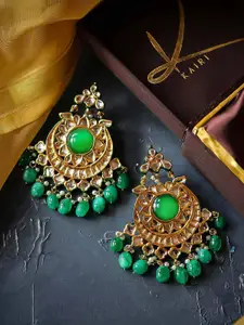 Bellofox Gold Plated Green Contemporary Drop Earrings