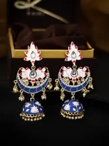Bellofox Gold Plated Blue & White Dome Shaped Jhumkas Earrings
