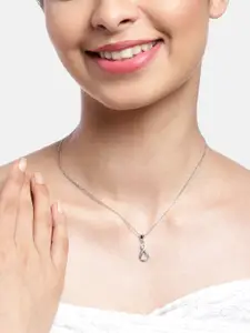 Carlton London Silver-Toned Brass Rhodium-Plated Handcrafted Necklace