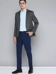 DENNISON Men Blue Solid Smart Slim Fit Stretchable Lycra Formal Shirt