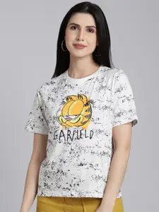 Free Authority Women White Garfield Printed T-shirt