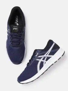 ASICS Men Navy Blue & White Woven Design Flexc Running Shoes