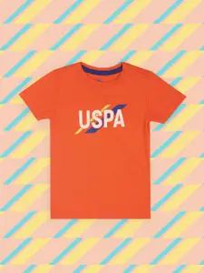 U.S. Polo Assn. Kids Boys Orange Logo Printed T-shirt