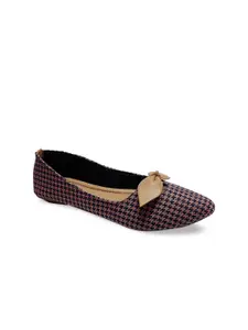 WOMENS BERRY Women Pink Printed Ballerinas with Bows Flats