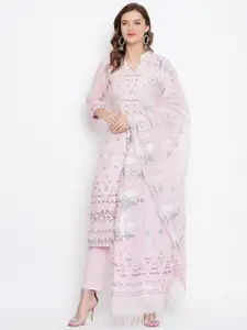 Safaa Woman Pink Unstitched Dress Material