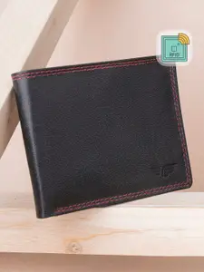 Red Tape Men Black Textured Leather Two Fold Wallet