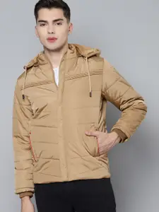 Foreign Culture By Fort Collins Men Khaki Padded Jacket with Detachable Hood