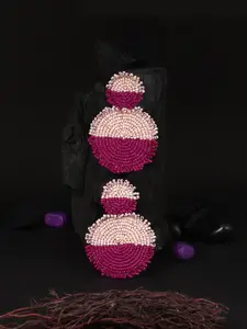 Adwitiya Collection Pink & Purple Contemporary Drop Earrings