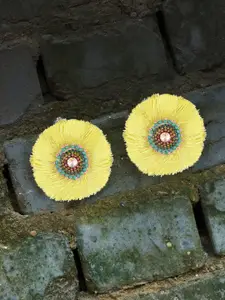 Adwitiya Collection Yellow Contemporary Drop Earrings