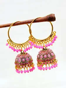 Crunchy Fashion Pink Gold-Plated Contemporary Jhumkas Earrings