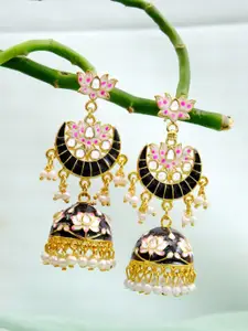 Crunchy Fashion Black Contemporary Jhumkas Earrings