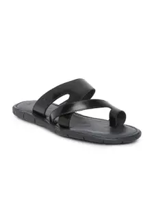 GABICCI Men Black Leather Comfort Sandals