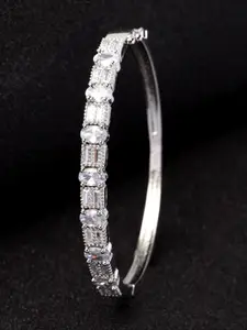 ANIKAS CREATION Women Silver-Plated American Diamond Bangle-Style Bracelet