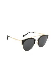 Ted Smith Women Grey Lens & Gold-Toned Full Rim Browline Sunglasses TSL-79141/S_C7-Grey