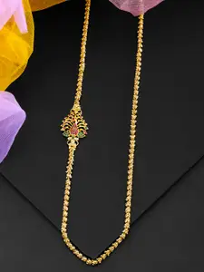 Yellow Chimes Women Gold-Plated & Red AD Studded Necklace