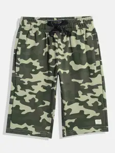 Indian Terrain Boys Camouflage Print Regular Fit Mid-Rise Pure Cotton Shorts