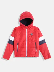 Indian Terrain Boys Red Solid Puffer Jacket
