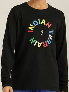 Indian Terrain Boys Brand Logo Printed Pure Cotton T-shirt