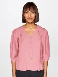 AND Women Pink Pure Cotton Shirt Style Top