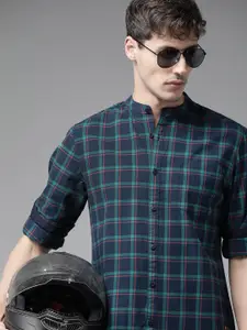 Roadster Men Navy Blue Tartan Checks Checked Sustainable Casual Shirt