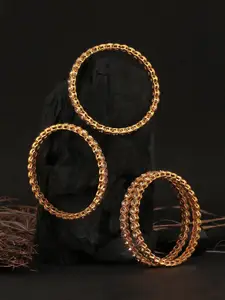Adwitiya Collection Set of 4 24 CT Gold-Plated Stone-Studded Handcrafted Bangles