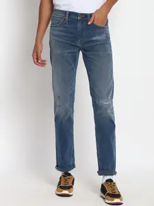 Lee Men Blue Solid Slim Fit Mildly Distressed Light Fade Jeans