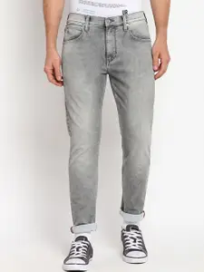 Lee Men Grey Solid Skinny Fit Low Distress Heavy Fade Jeans