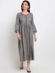 Lovely Lady Lovely Lady Grey Embroidered Maxi Dress