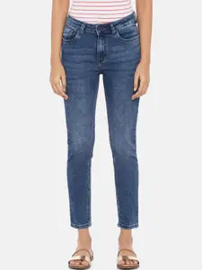 People Women Blue Skinny Fit High-Rise Light Fade Jeans