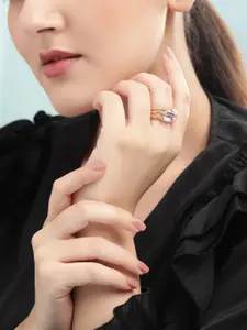 TOKYO TALKIES X rubans FASHION ACCESSORIES Women Gold-Plated Pink Stone Finger Ring