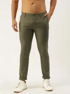 Flying Machine Men Olive Green Slim Fit Chino Trousers
